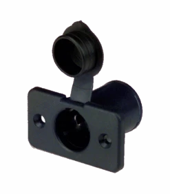 Einbausteckdose Mit Deckel Und Rechteckigem Befestigungsflansch (ESD 12V Eckig)